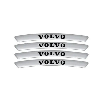 Металеві наклейки на диск авто з логотипом Volvo, сірі