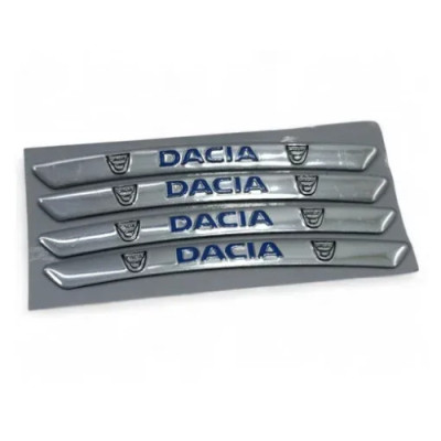 Металеві наклейки на диск авто з логотипом Dacia, сірі