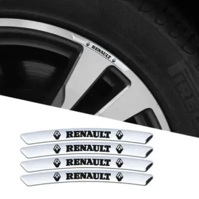 Металеві наклейки на диск авто з логотипом Renault, сірі
