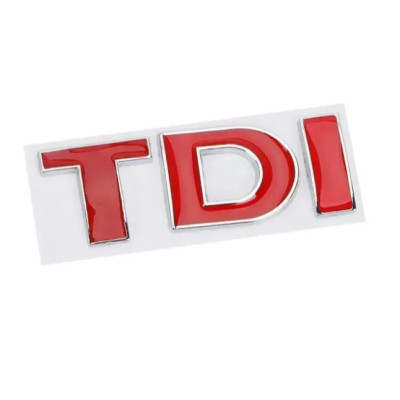 Емблема напис TDI для Volkswagen Червона 26х76 мм (на скотчі