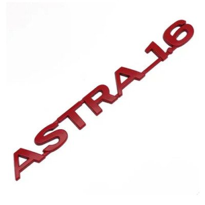 Эмблема надпись ASTRA-1.6 (для Opel) Красная 182х18 мм (на скотче)