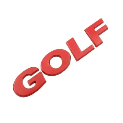 Емблема напис Golf для Volkswagen (2002-2020р) Червона 121x26 мм (на скотчі)