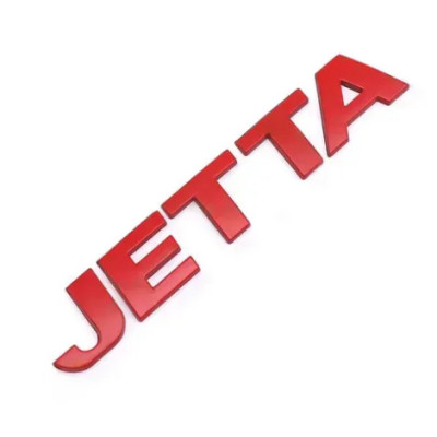 Емблема напис JETTA (для Volkswagen) червоний 132x22 мм (на скотчі)