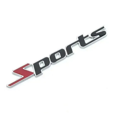 Емблема напис SPORTS 138х22 мм ЧОРНА + ЧЕРВОНИЙ (на скотчі)
