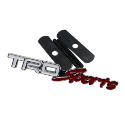 Емблема напис TRD Sports для TOYOTA ХРОМ + ЧЕРВОНИЙ (на кріпленнях)