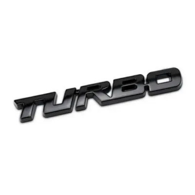 Емблема напис TURBO 120х14 мм ЧОРНА метал (на скотчі)