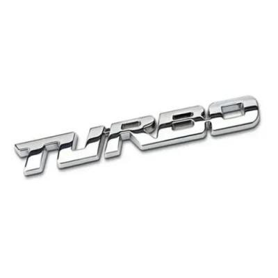 Емблема напис TURBO 120х14 мм хром метал (на скотчі)