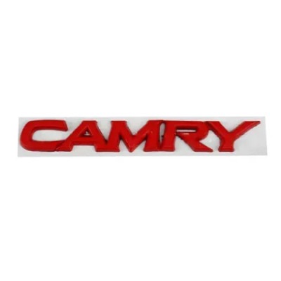 Емблема напис CAMRY (для Toyota) 160х22мм червона на скотчі (старий тип) пластик