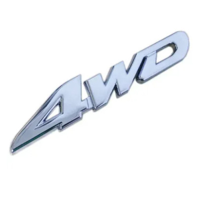 Емблема напис "4WD" 110×20мм ХРОМ метал (на скотчі)