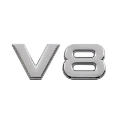 Емблема напис "V 8" 75×32мм ХРОМ роздільна метал (на скотчі)