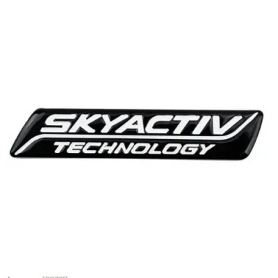 Емблема напис SKYACTIV Technology для Mazda 3, 6, CX-5 ЧОРНА З БІЛИМ 110х22мм пластик (на скотчі)