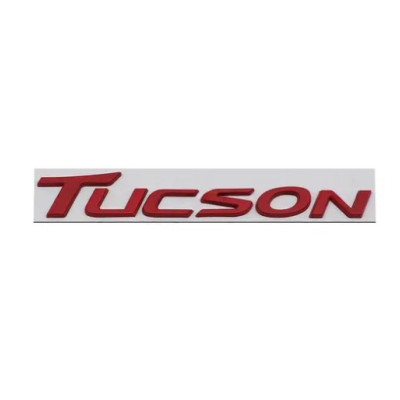 Емблема напис Tucson для Hyundai червоний 32х217мм метал (на скотчі)
