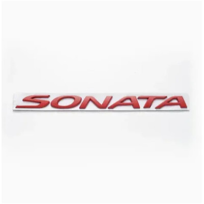 Емблема напис Sonata для Hyundai червоний 17х222мм метал (на скотчі)