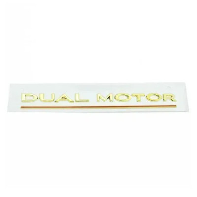 Емблема напис DUAL MOTOR для Tesla 165х18мм ЗОЛОТА +червоно-золота лінія (на скотчі)