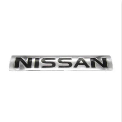 Емблема напис Nissan (Хром+ Чорні букви) 149х25 мм (на скотчі)