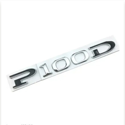 Емблема напис P100D для Tesla ХРОМ+ЧОРНИЙ 140х15мм пластик (на скотчі)