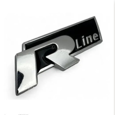 Емблема R-Line для Volkswagen чорний + хром 73х24 мм (на скотчі)