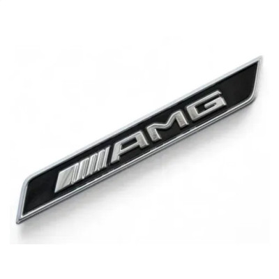 Емблема напис AMG для Mercedes чорна з хромом 113х14 мм (на скотчі)
