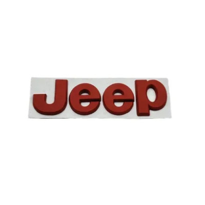 Эмблема надпись Jeep 134×40мм КРАСНЫЙ металл (на скотче)