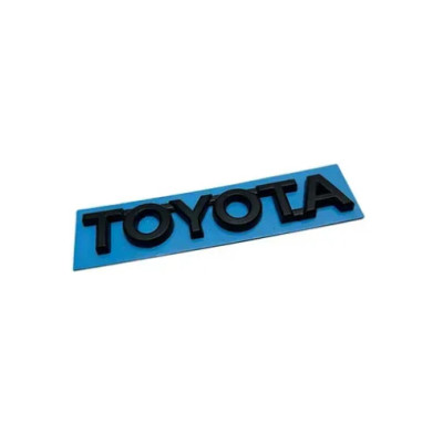 Емблема напис TOYOTA Чорна матова 115мм на скотчі (логотип, шильдик, значок)