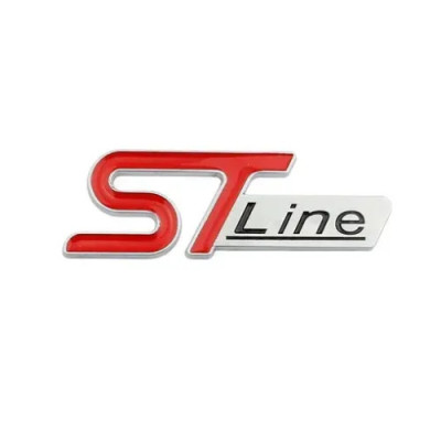 Емблема напис STLine для Ford червоний+срібло 96х35мм метал