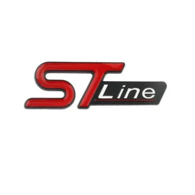 Емблема напис STLine для Ford червоний+чорний 96х35мм метал