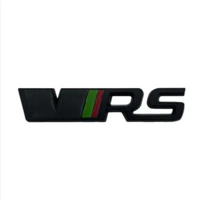 Емблема напис VRS для Skoda чорна+кольорові вставки 120x25мм метал (на скотчі)