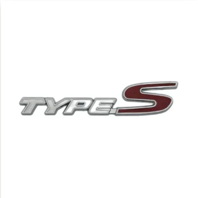 Емблема напис typeS для Honda біла+червона 150х32мм метал (на скотчі)
