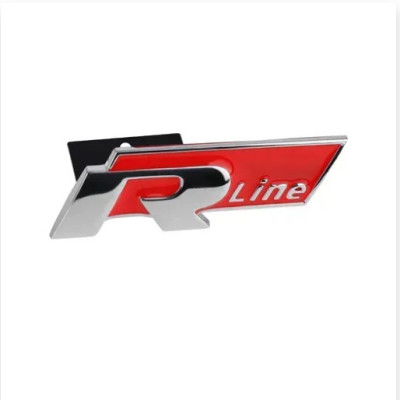 Емблема напис Rline у решітку хром+червона 76.8мм метал