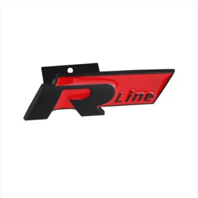 Емблема напис Rline у решітку чорна+червона 76.8мм метал