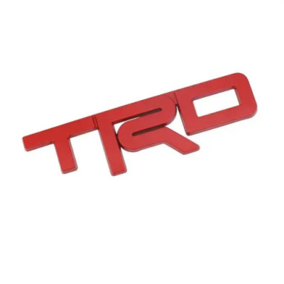 Емблема напис TRD червона 124х35мм метал (на скотчі)