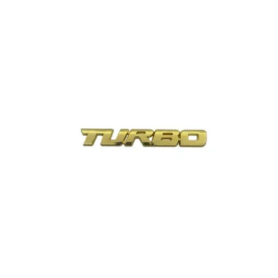 Емблема напис TURBO золота 11х97мм метал (на скотчі)