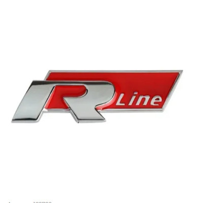 Емблема напис RLine срібло+червоний 76.8х24.3мм метал (на скотчі)