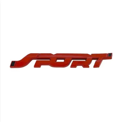 Емблема напис Sport червона 136х22мм метал (на скотчі)