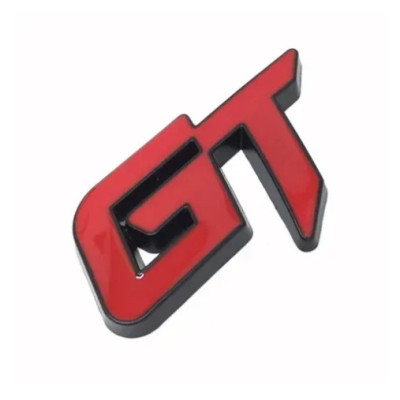 Емблема напис GT 63х38мм чорна+хром метал (на скотчі)