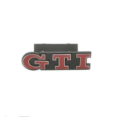Емблема напис GTI у решітку 91х21мм ЧЕРВОНА+срібляста окантовка метал (на кріпленнях)