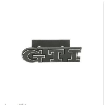 Емблема напис GTI у решітку 91х21мм ЧОРНА+срібляста окантовка метал (на кріпленнях)