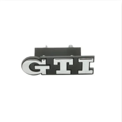 Емблема напис GTI у решітку 91х21мм ЧОРНА+срібляста окантовка метал (на кріпленнях)
