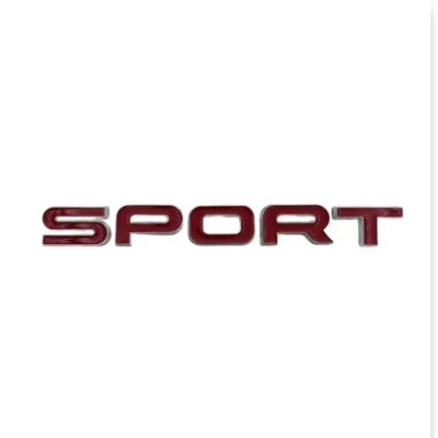Емблема SPORT червона + срібло 160х18мм металева (на скотчі)