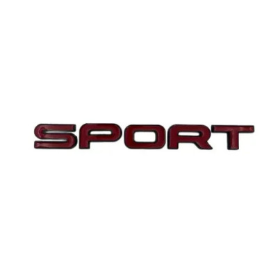 Емблема SPORT червона + чорна 160х18мм металева (на скотчі)