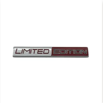 Емблема напис LIMITED EDITION хром+червоний 103×15мм метал (на скотчі)