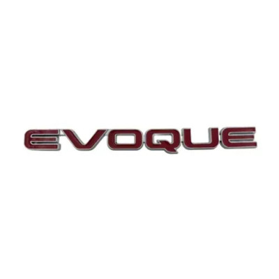 Емблема напис EVOQUE червона з хромованою окантовкою 160×15мм метал (на скотчі)