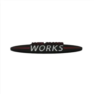 Емблема напис John Cooper Works 134х24мм чорна метал (на скотчі)