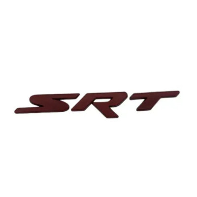 Эмблема надпись SRT красная 140х18мм металл (на скотче)