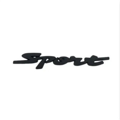 Емблема напис Sport 129х22мм чорна метал (на скотчі)