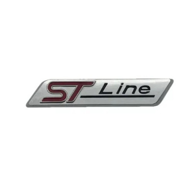 Эмблема надпись STLine для Ford матовое серебро 84х16мм металл (на скотче)