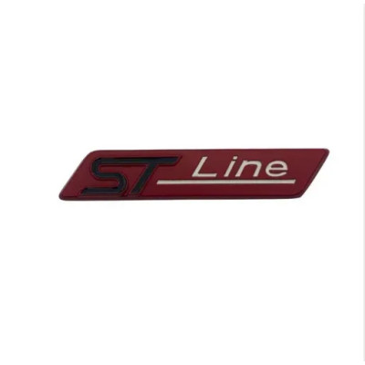 Эмблема надпись STLine для Ford красная 84х16мм металл (на скотче)