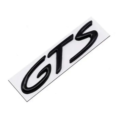Емблема напис GTS для Porsche чорна ГЛЯНЦЕВА 105×25мм метал (на скотчі)