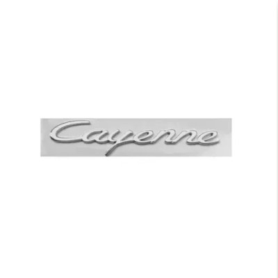 Емблема напис Cayenne для Porsche 175х35мм срібло МАТОВЕ пластик (на скотчі)