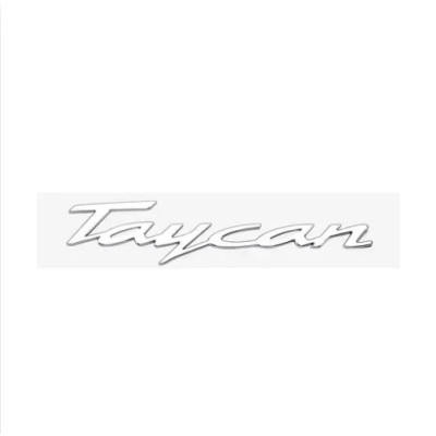 Емблема напис Taycan для Porsche 160х34мм срібло МАТОВЕ пластик (на скотчі)